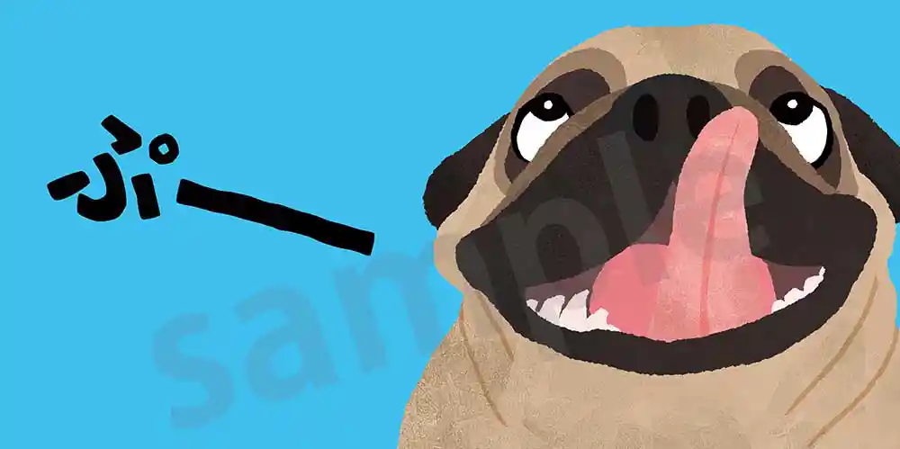 「まねっこにらめっこ」絵本サンプル3ページ目